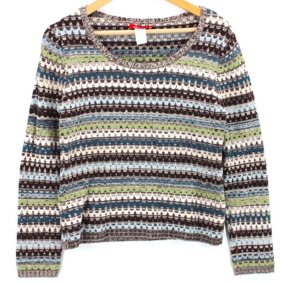 AK Anne Klein Sweater Womens Multicolor Striped Pullover Long Sleeve Size Small - Picture 1 of 8